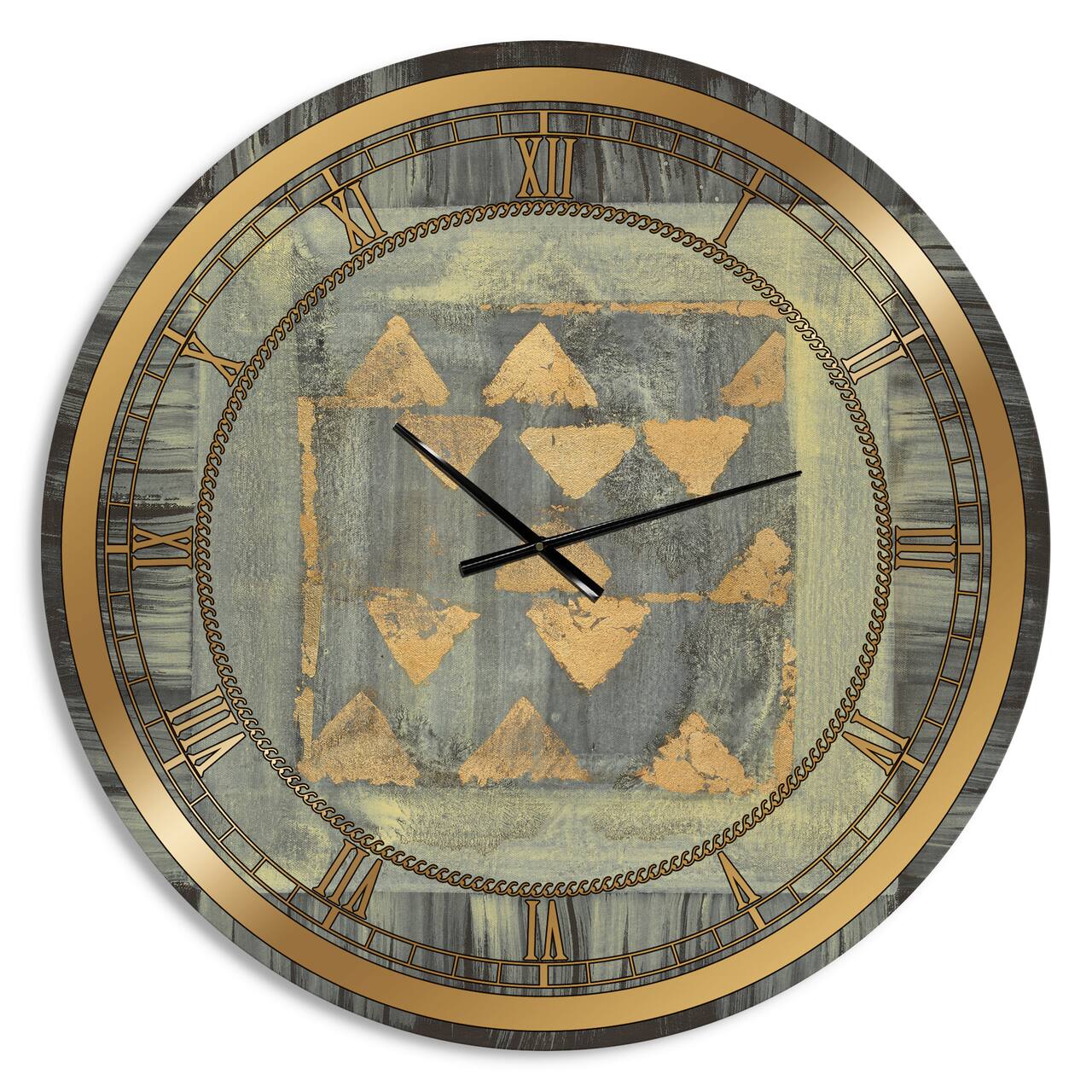 Designart 'Gold Geometric Tapestry Glam Wall Clock